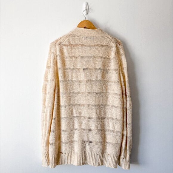 UO Urban Outfitters Alston Laddered Knit Cardigan Cream Size Small - Picture 6 of 8